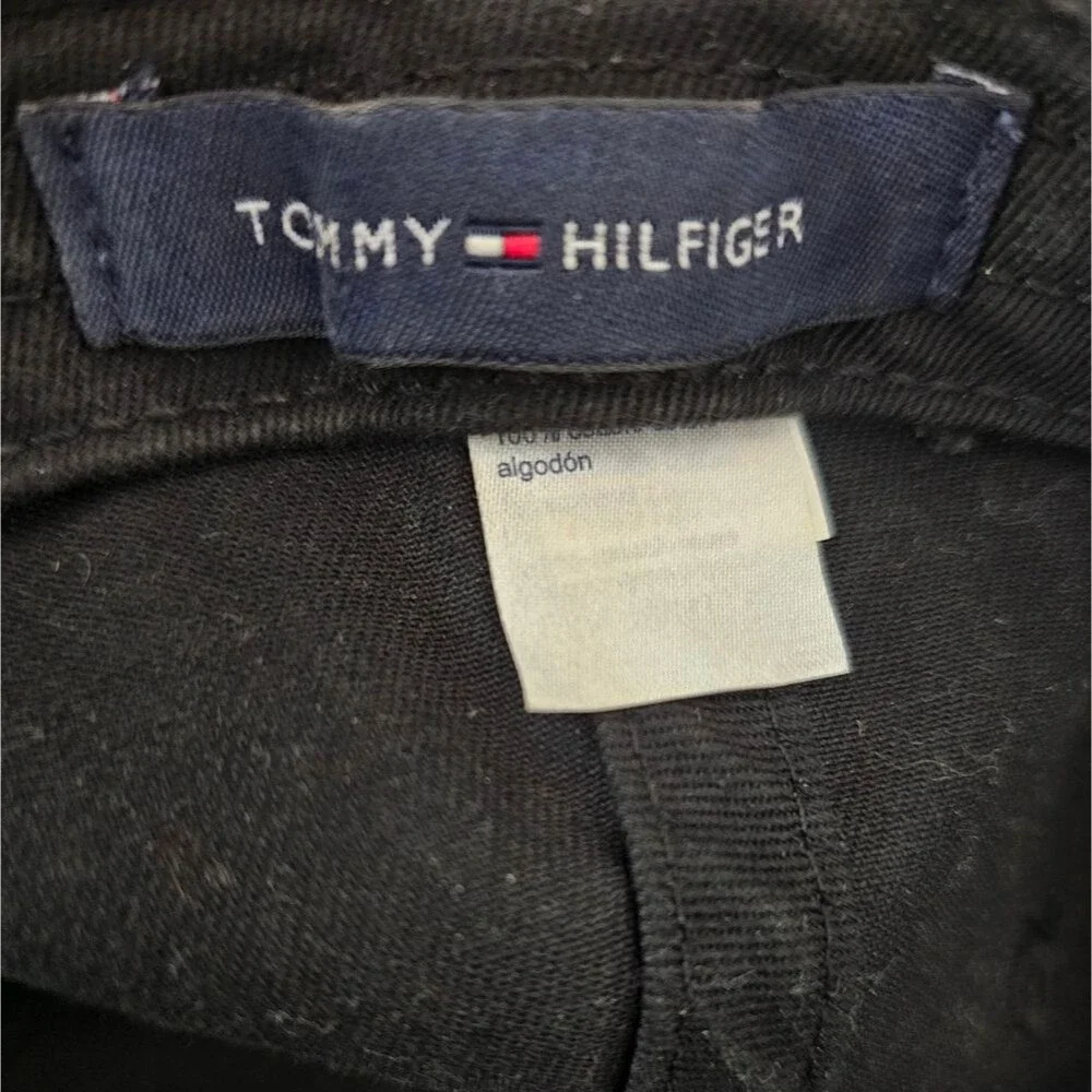 Vintage Tommy Hilfiger Dad Hat Black Cotton Baseball Cap Y2K Adjustable Logo